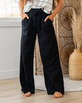 Pantalones de descanso de pierna ancha - Negro