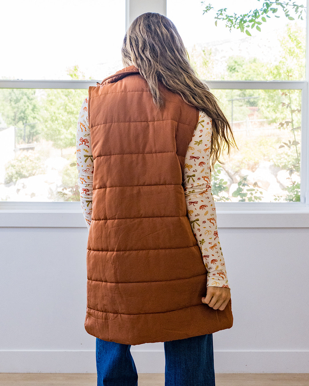 ¡NUEVO! Chaleco largo Harlow - Canela