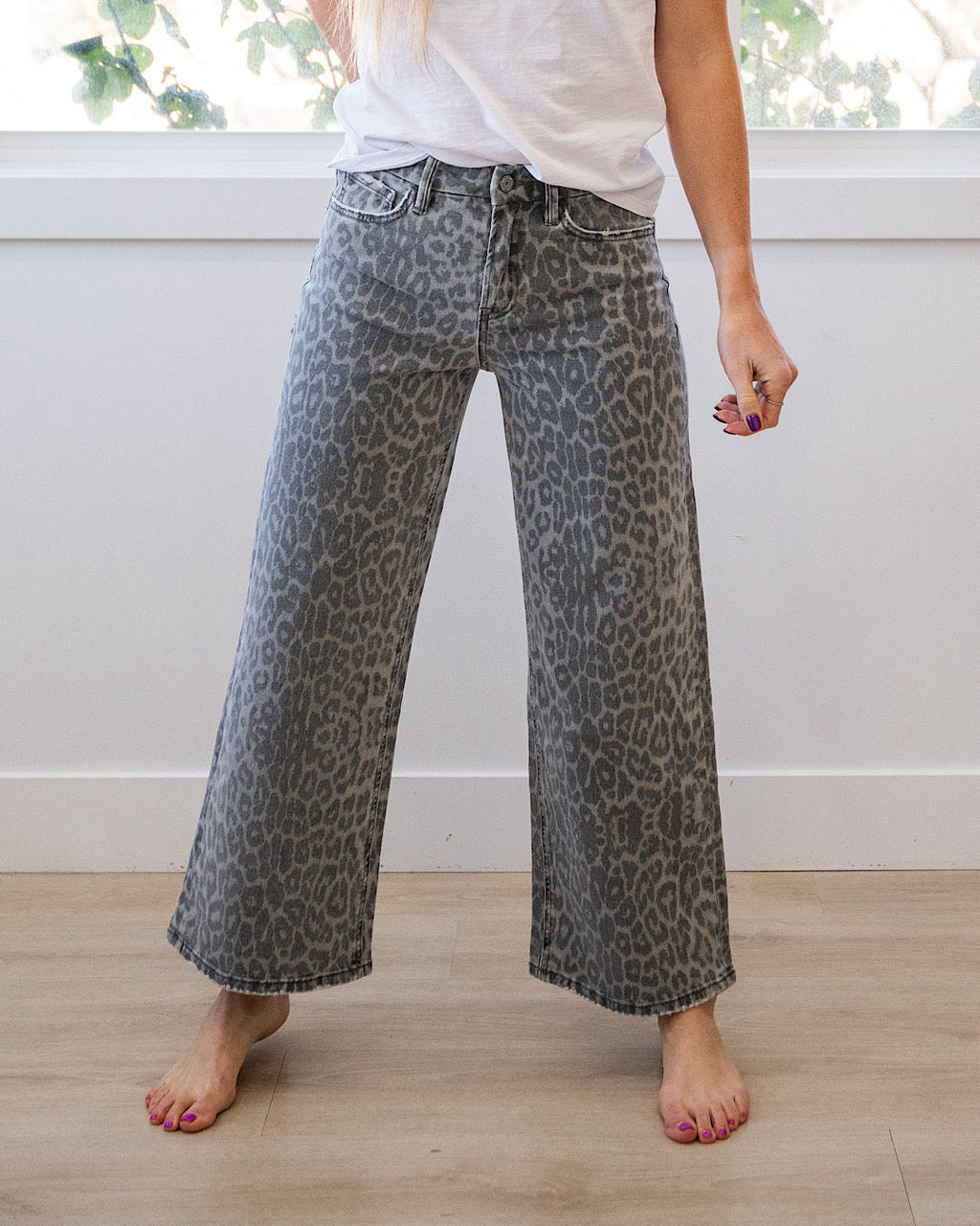 Vaqueros de pierna ancha Vervet Hallie - Leopardo gris