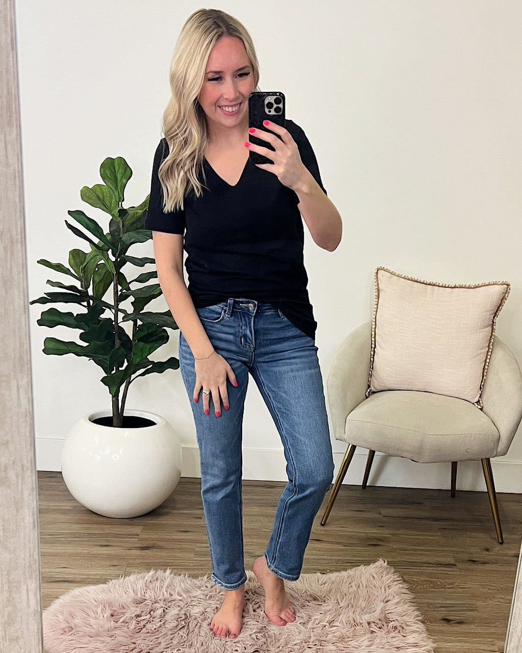 Blusa favorita con cuello en V - Negro