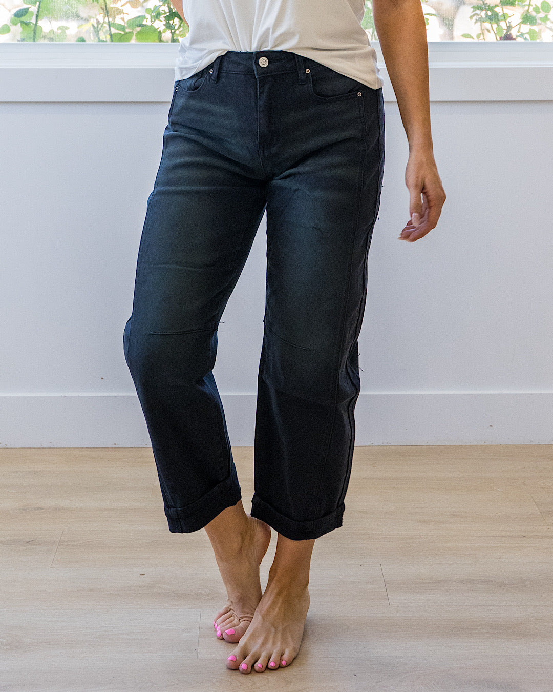 Jeans tipo barril Alexandra sin efecto desgastado - ¡Opciones de color disponibles!