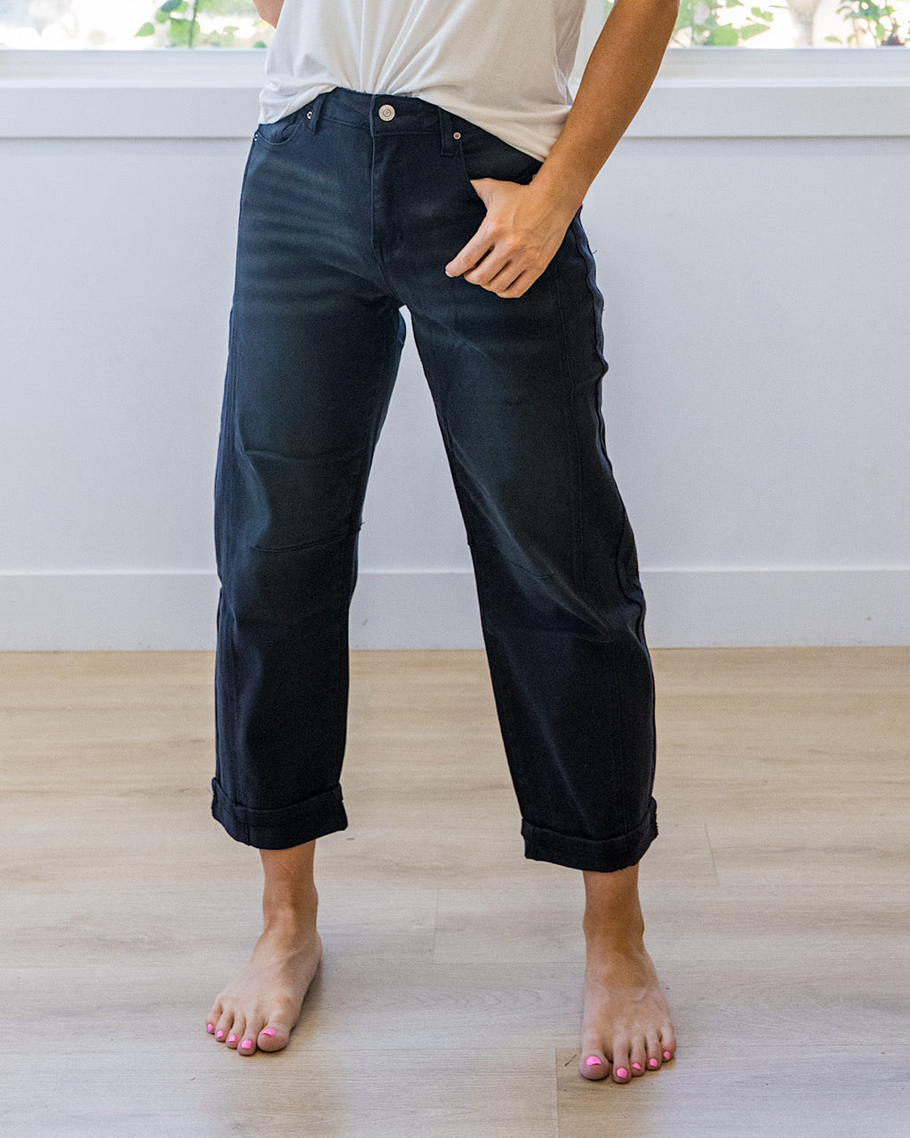 ¡NUEVO! Jeans Alexandra estilo barrel sin roturas - Negro