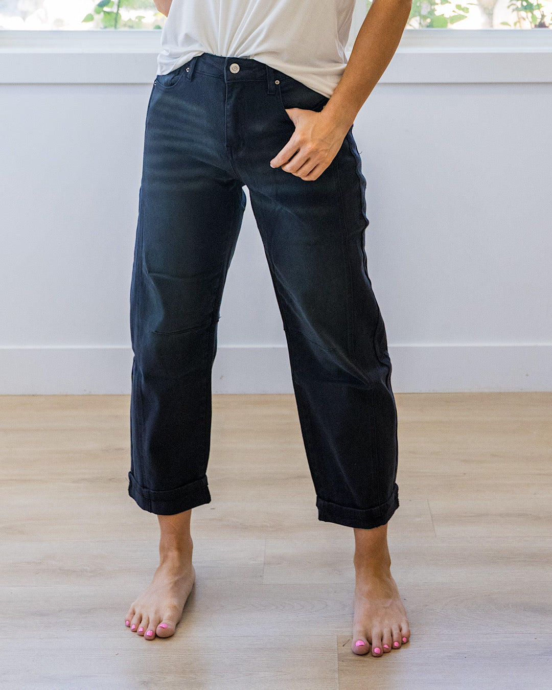 ¡NUEVO! Jeans Alexandra estilo barrel sin roturas - Negro