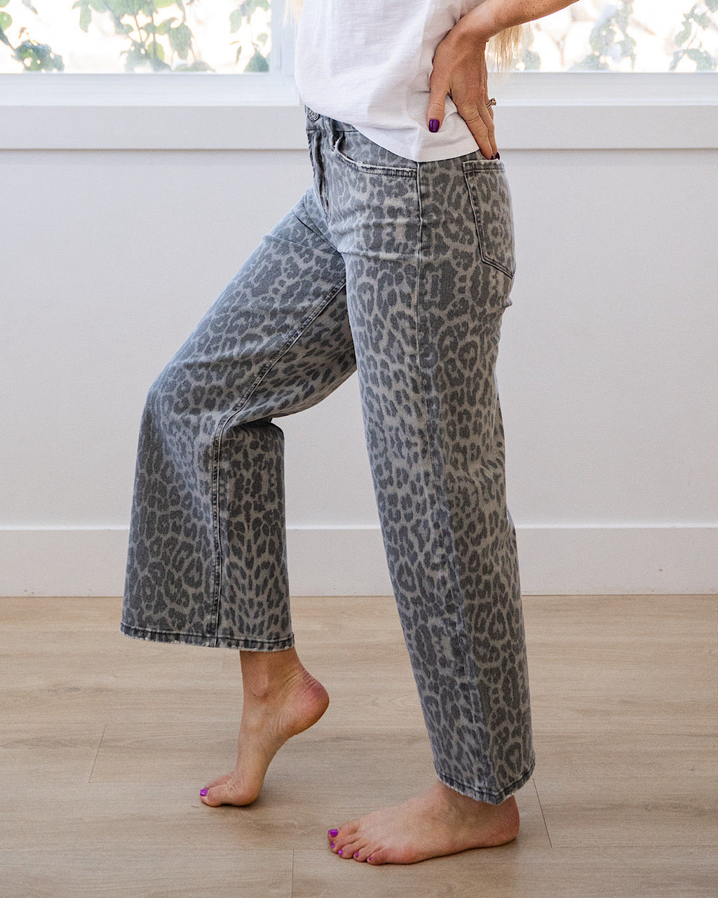 Vaqueros de pierna ancha Vervet Hallie - Leopardo gris