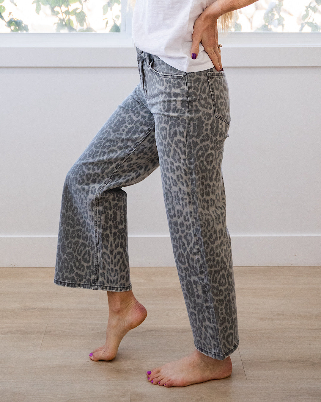 Vaqueros de pierna ancha Vervet Hallie - Leopardo gris
