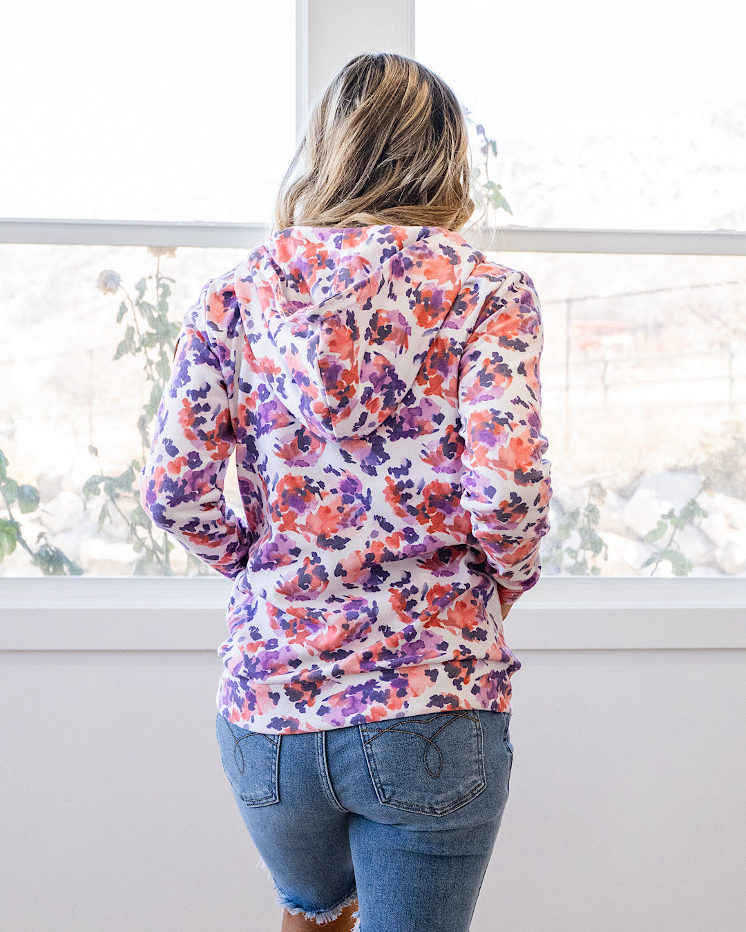 Sudadera con capucha y media cremallera Lindsay - Abstracto morado VENTA FINAL