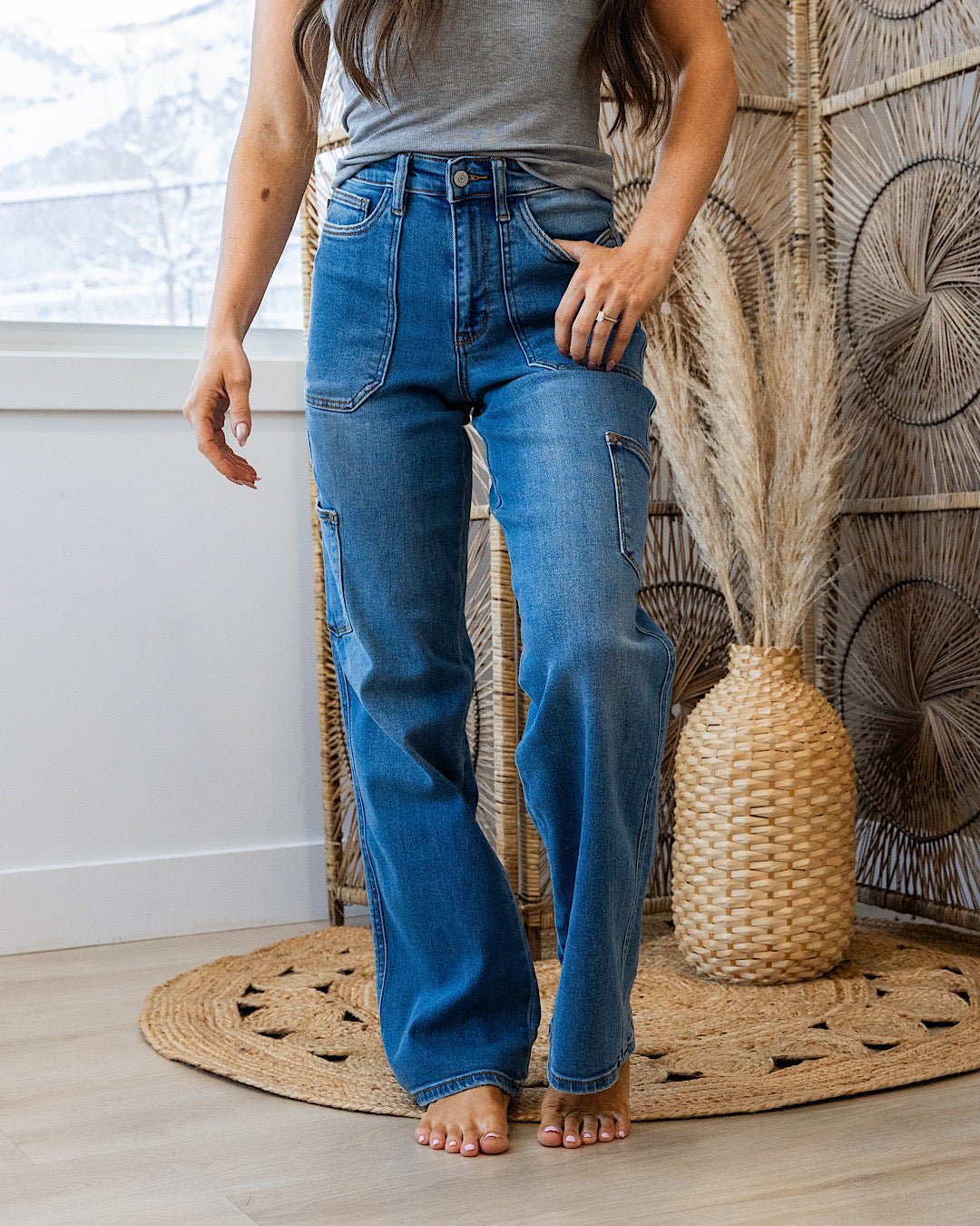Jeans rectos tipo cargo Judy Blue Hadley estilo años 90 VENTA FINAL