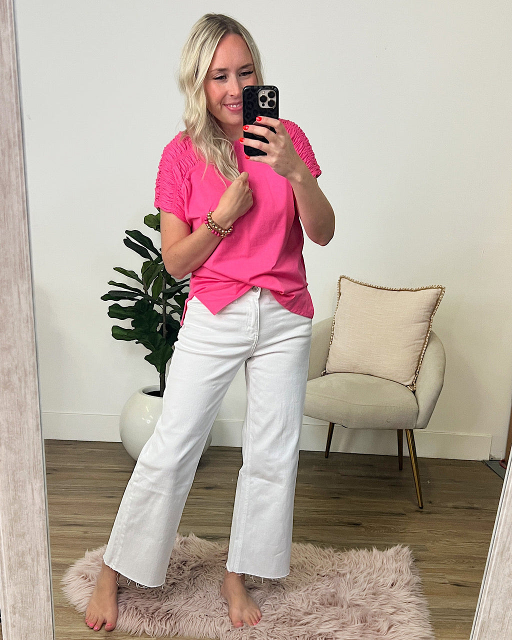 Jeans de corte ancho Vervet Skye, estilo recortado y sin desgastes - Blanco óptico