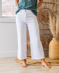 Jeans Mae de pierna ancha y corte cropped - Blanco