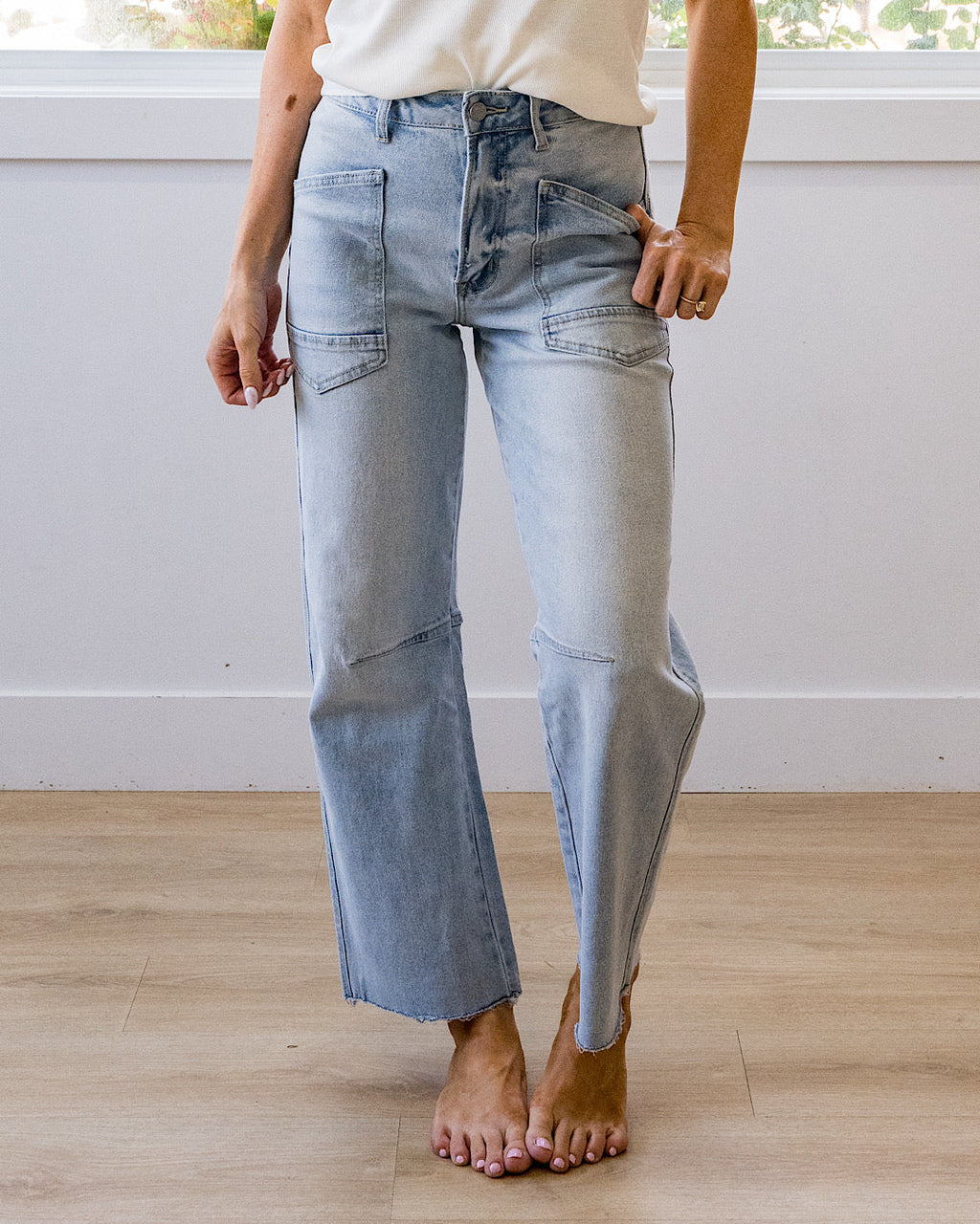 Jeans estilo barril Vervet Lettie en lavado ácido claro
