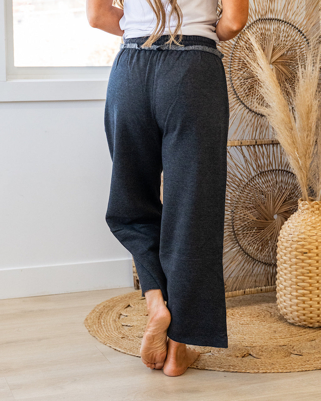 Pantalones anchos y cortos cómodos - Negro