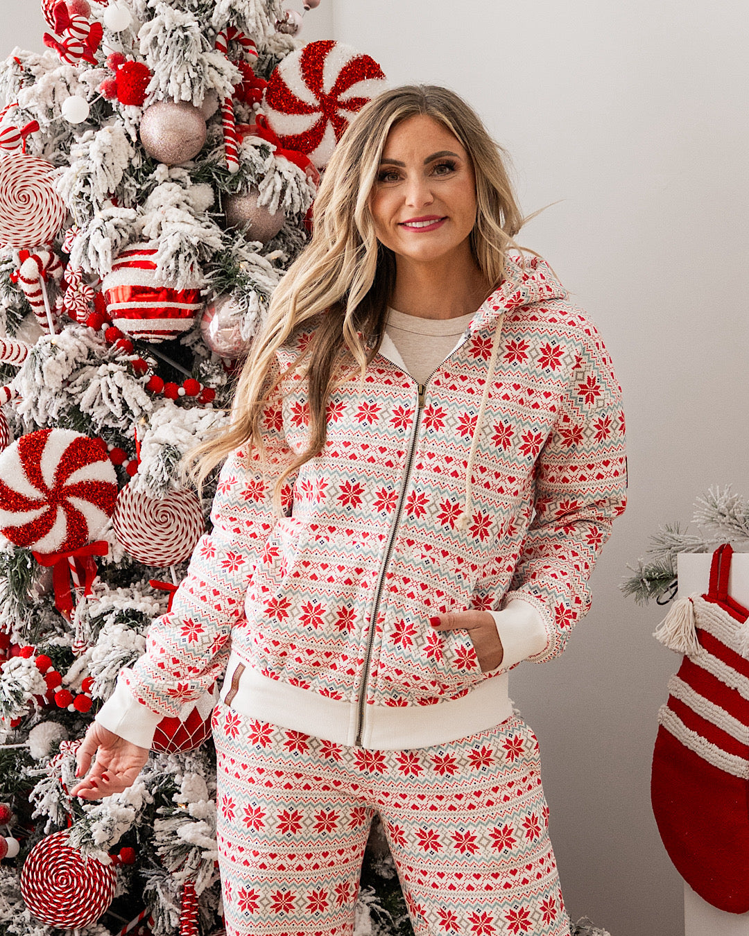 Sudadera con cremallera completa Ampersand Ave Comfort Zone - Frosted Fair Isle VENTA FINAL
