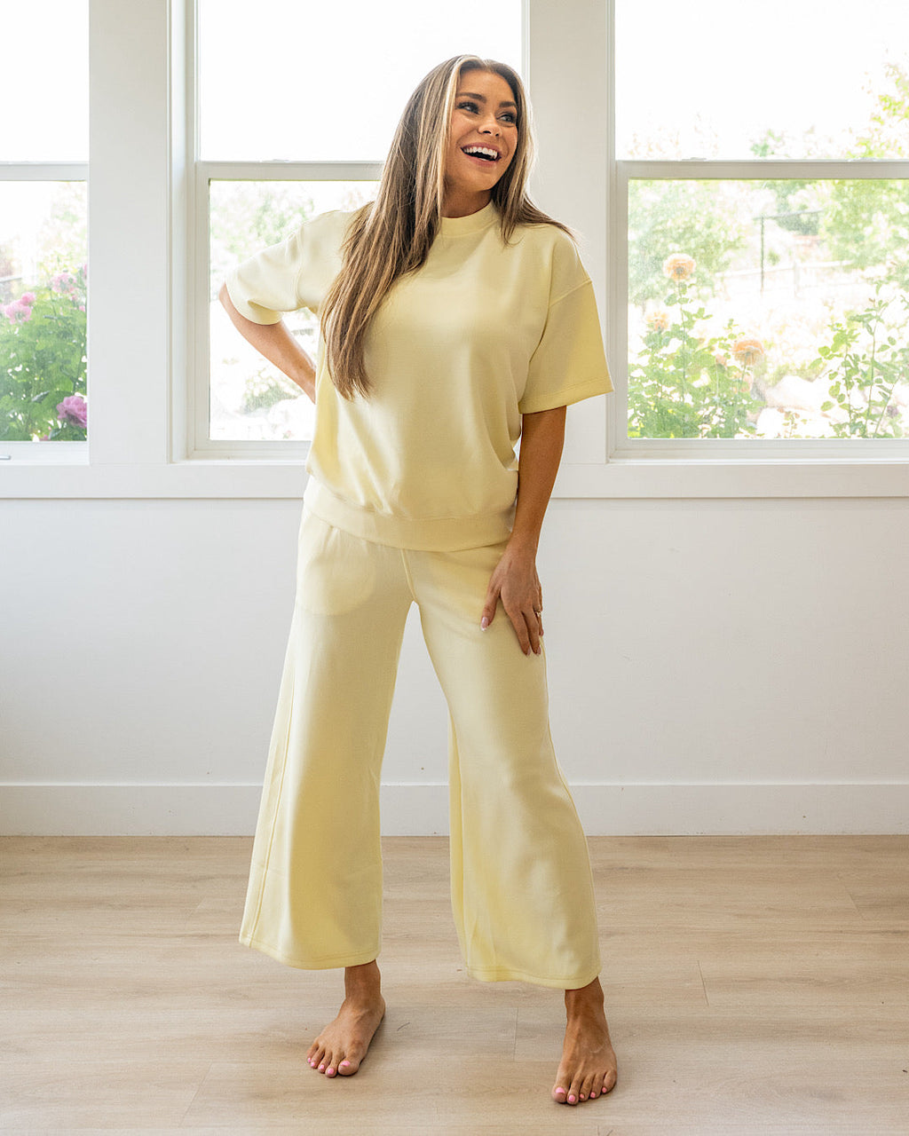 Pantalones anchos de tela scuba Kendall - Lemonilla