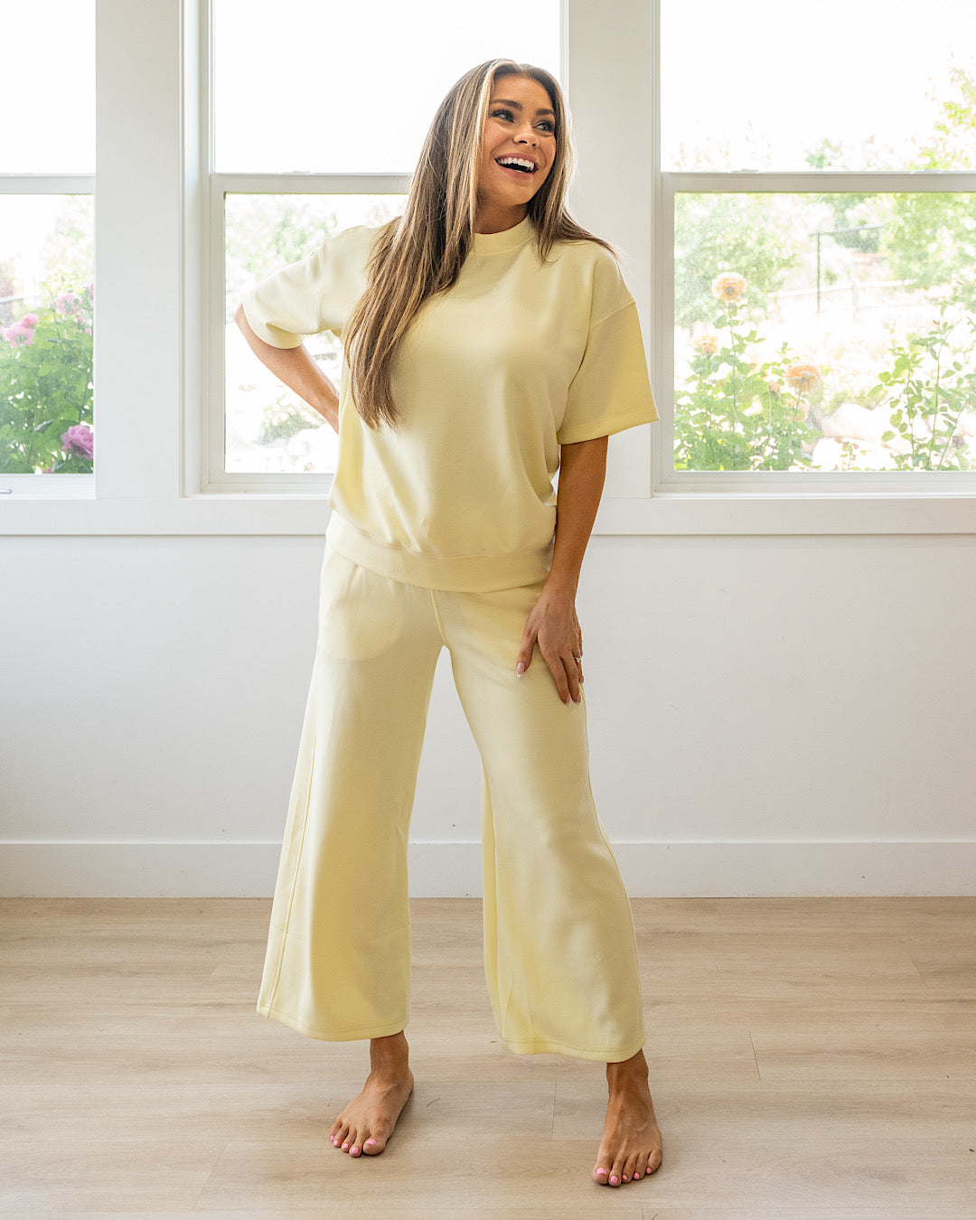 Pantalones anchos de tela scuba Kendall - Lemonilla