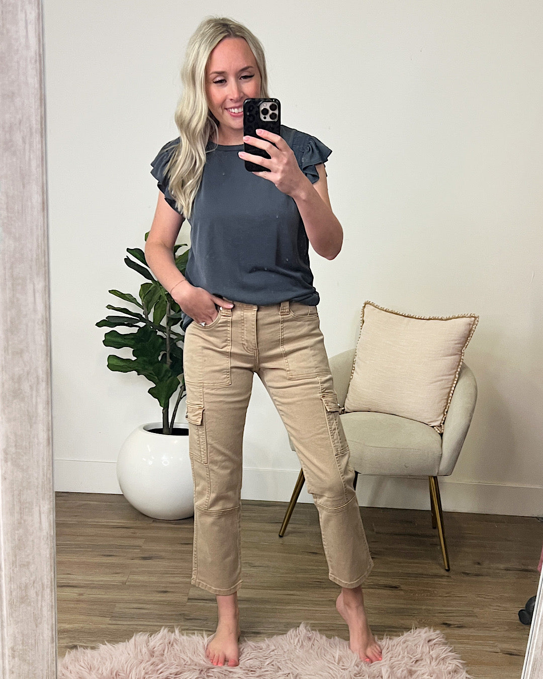 Jeans Cargo de Corte Recto KanCan Avery - Beige VENTA FINAL