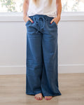 Pantalones de estar por casa de pierna ancha - Azul polvoriento