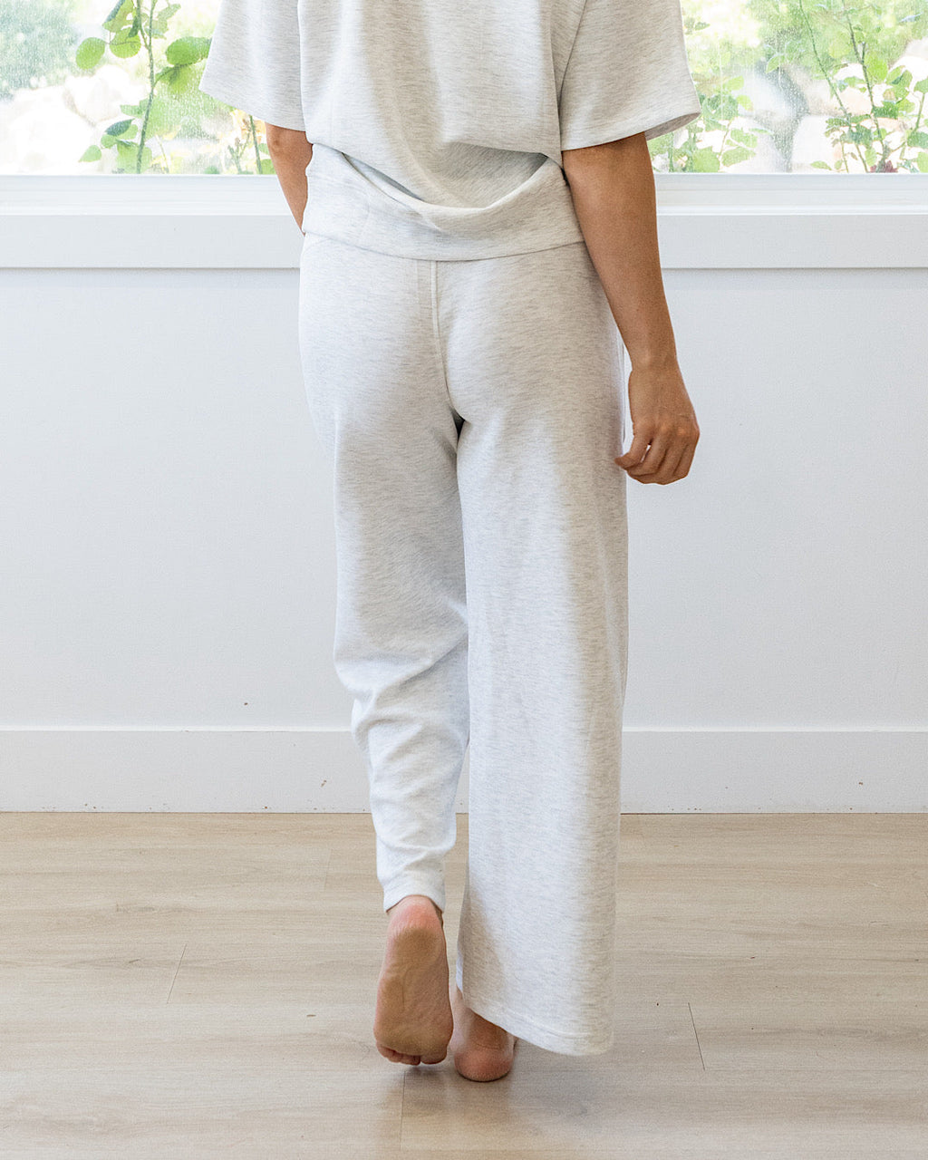 Pantalones anchos de tela scuba Kendall - Gris jaspeado claro