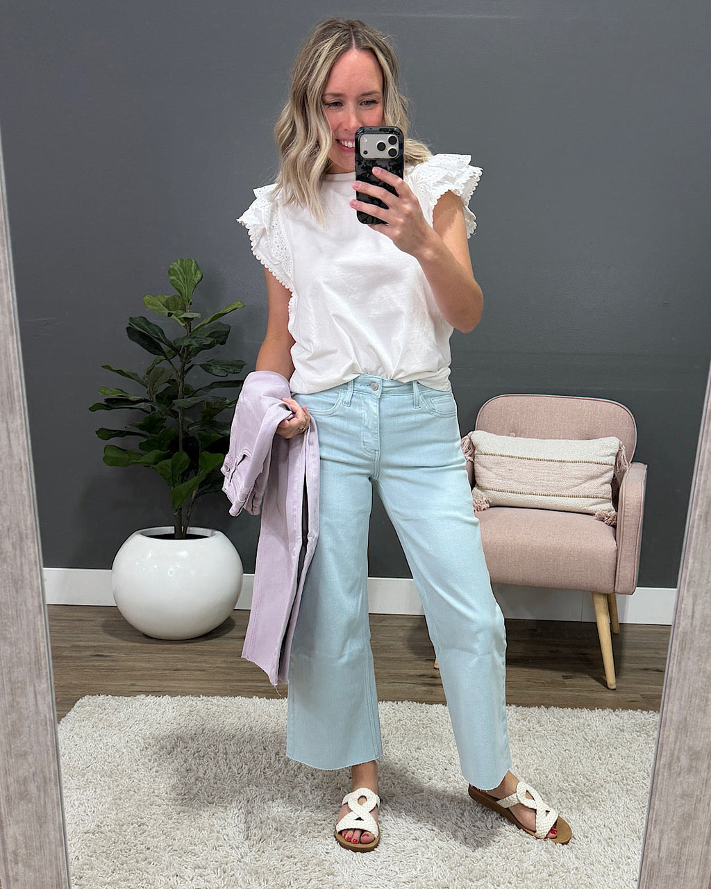 Jeans Vervet Skye de pierna ancha y corte capri sin desgaste - Lavanda