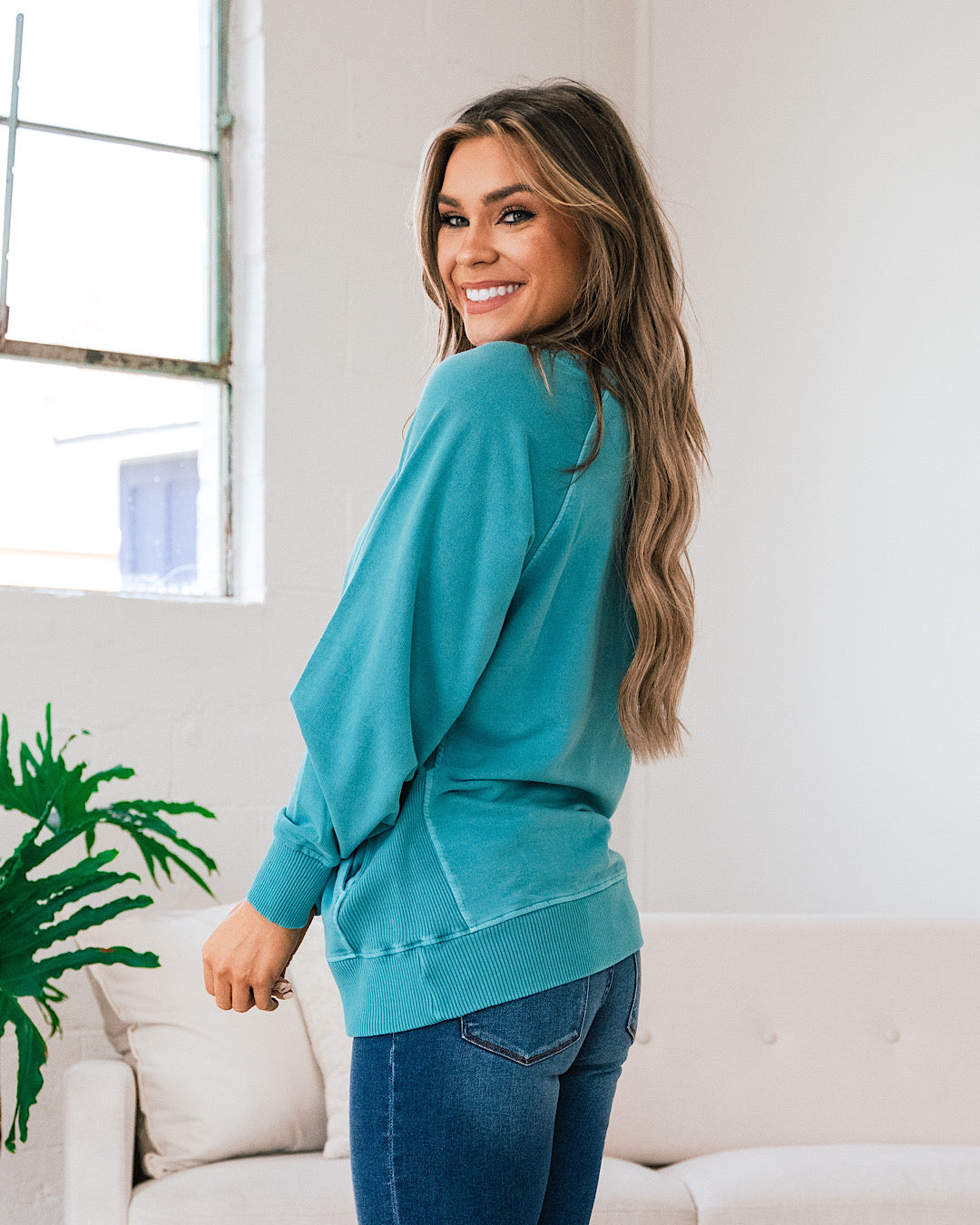 Sudadera de cuello redondo Girlfriend - Verde azulado claro VENTA FINAL