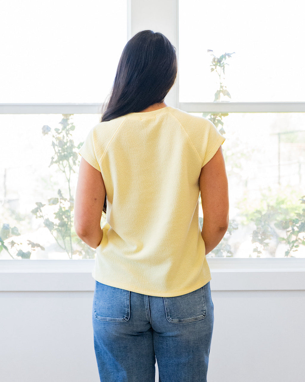 Top de manga corta Justina Cloud Knit - Banana