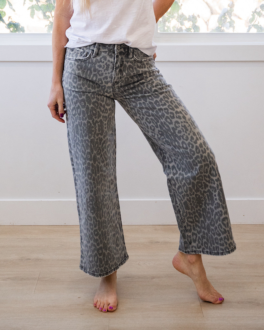 Vaqueros de pierna ancha Vervet Hallie - Leopardo gris