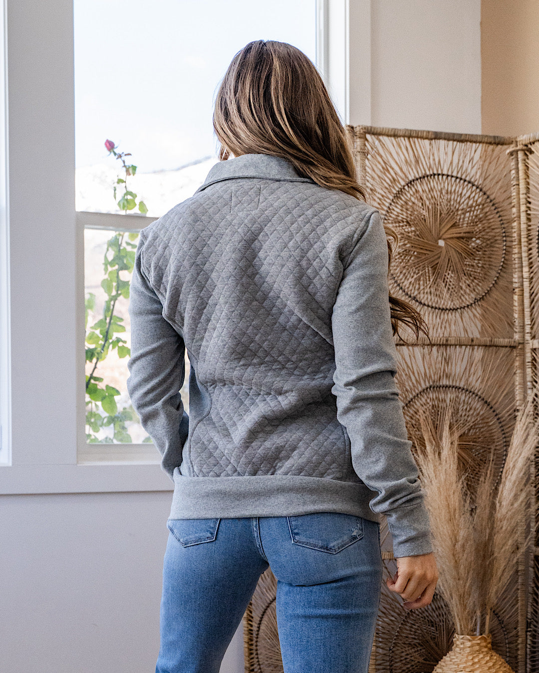 Sudadera Ampersand Ave Quilted HalfZip - Gris carbón claro VENTA FINAL