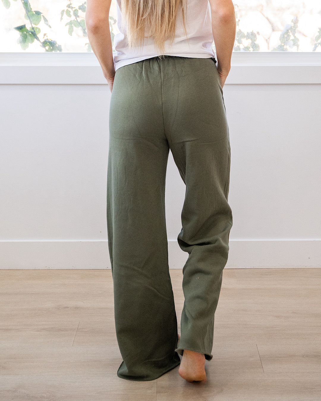 Pantalones de estar por casa de pierna ancha - Oliva claro