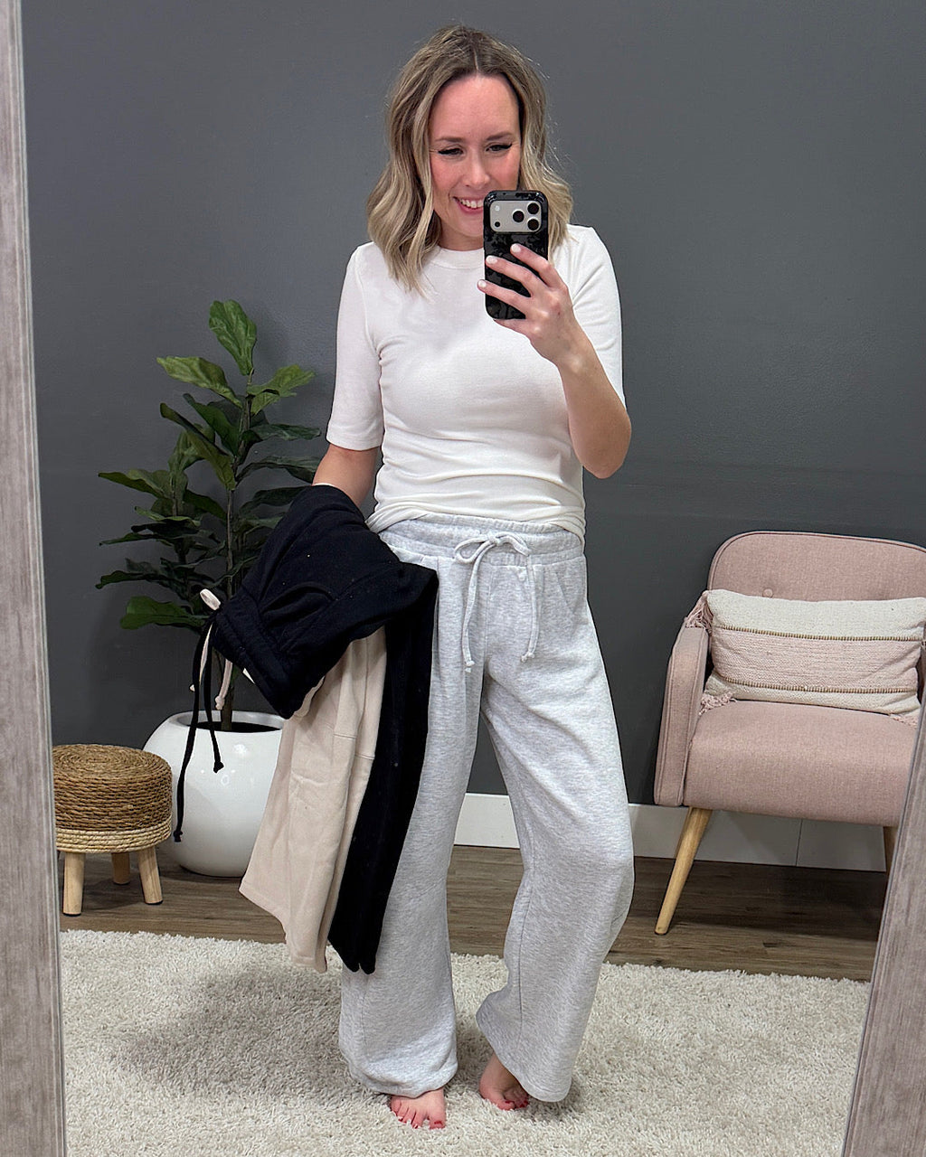 Pantalones de estar por casa Micael de pernera ancha - Beige
