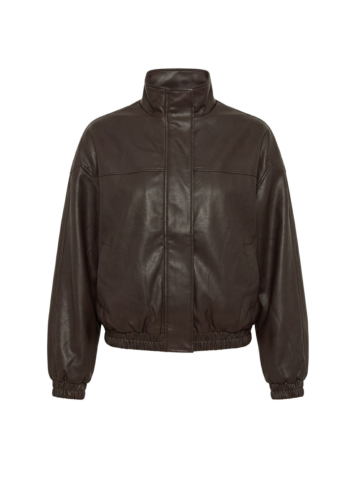 Chaqueta de piel sintética con cuello embudo Dialtone, color marrón lavado