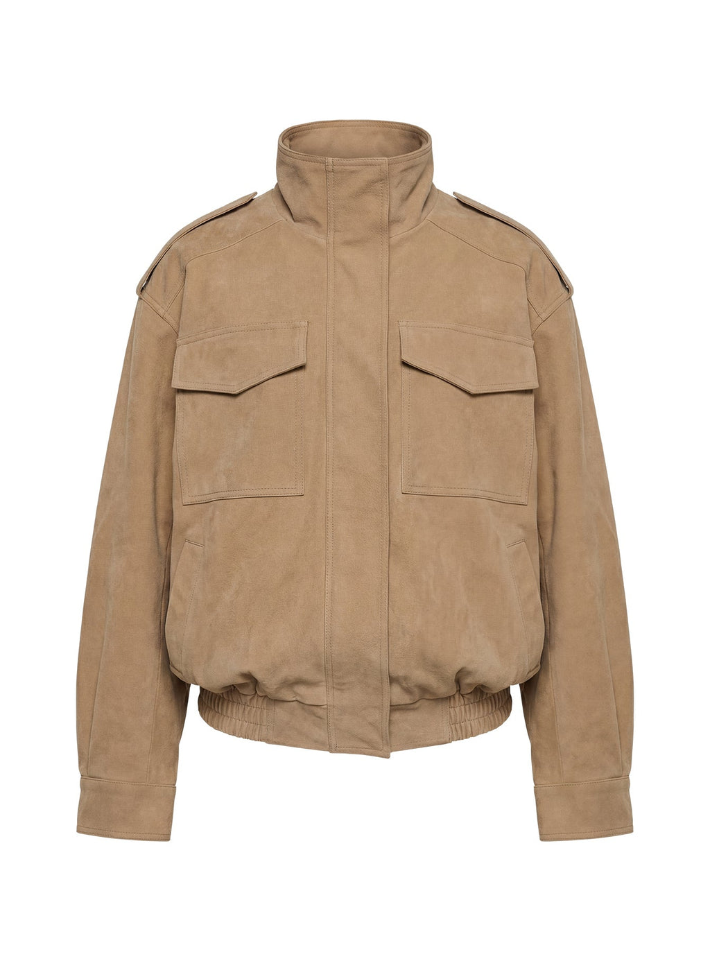 Chaqueta cargo de cuello embudo Double Life color beige