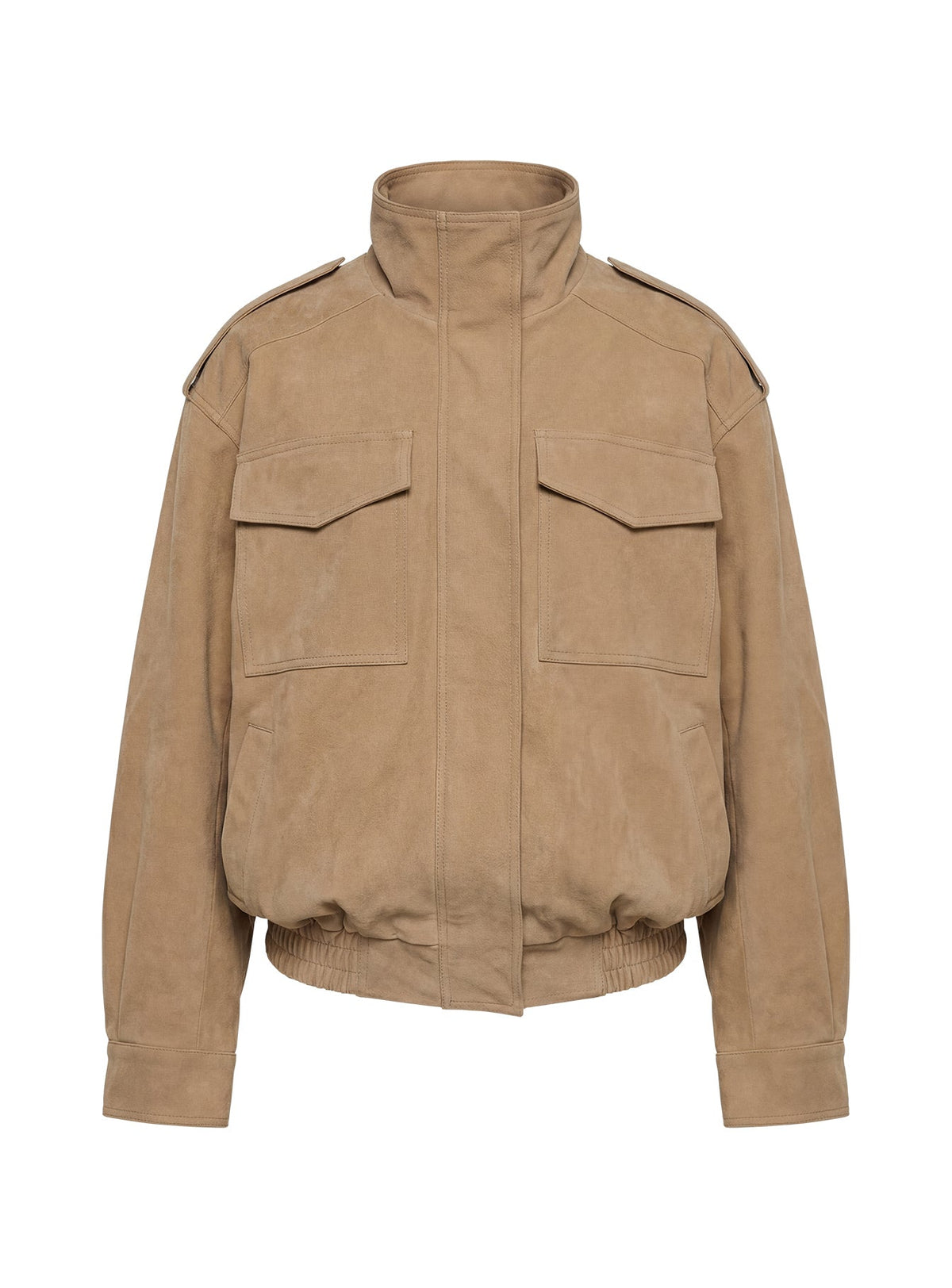 Chaqueta cargo de cuello embudo Double Life color beige