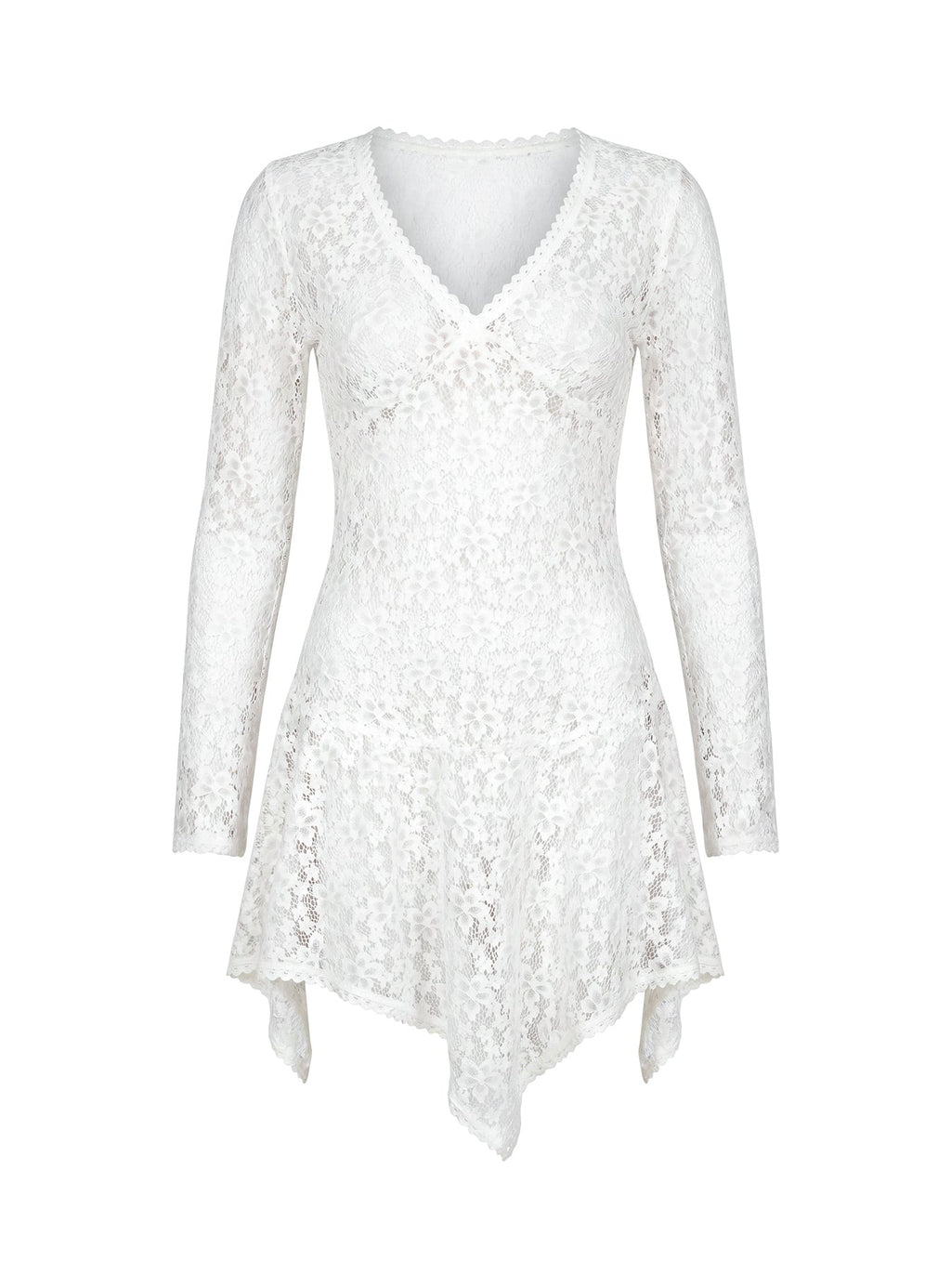 Minivestido de encaje de manga larga Somanie blanco