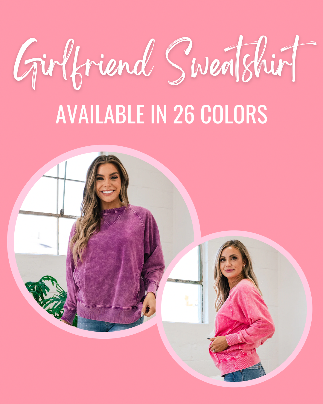 Sudadera cuello redondo Girlfriend - ¡Opciones de color disponibles!
