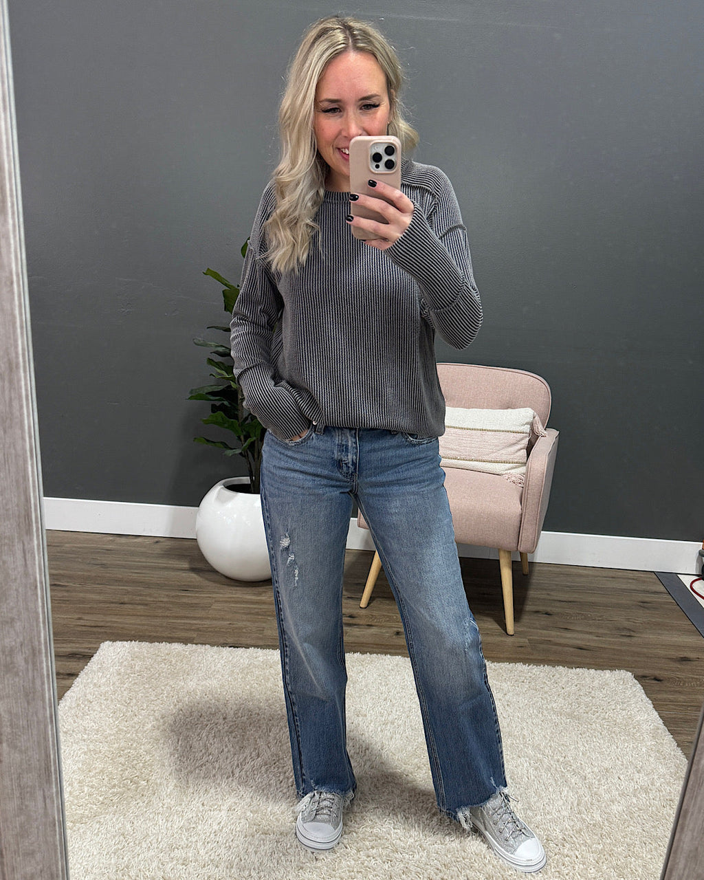 Jeans rectos KanCan Misty desgastados - Lavado medio