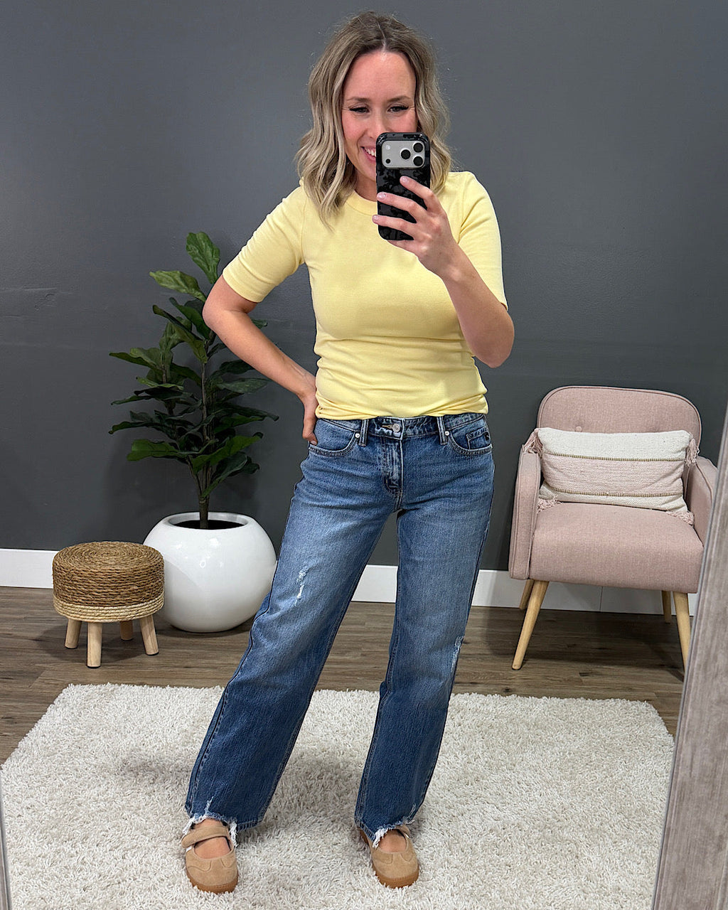 Jeans rectos desgastados KanCan Misty - Lavado oscuro