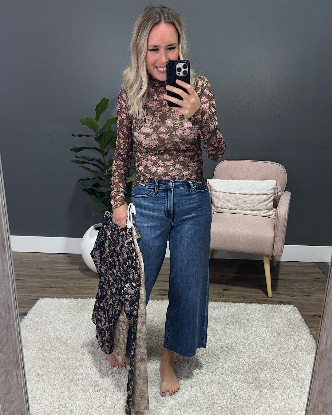 Blusa Gemma de manga larga con encaje - Floral chocolate VENTA FINAL