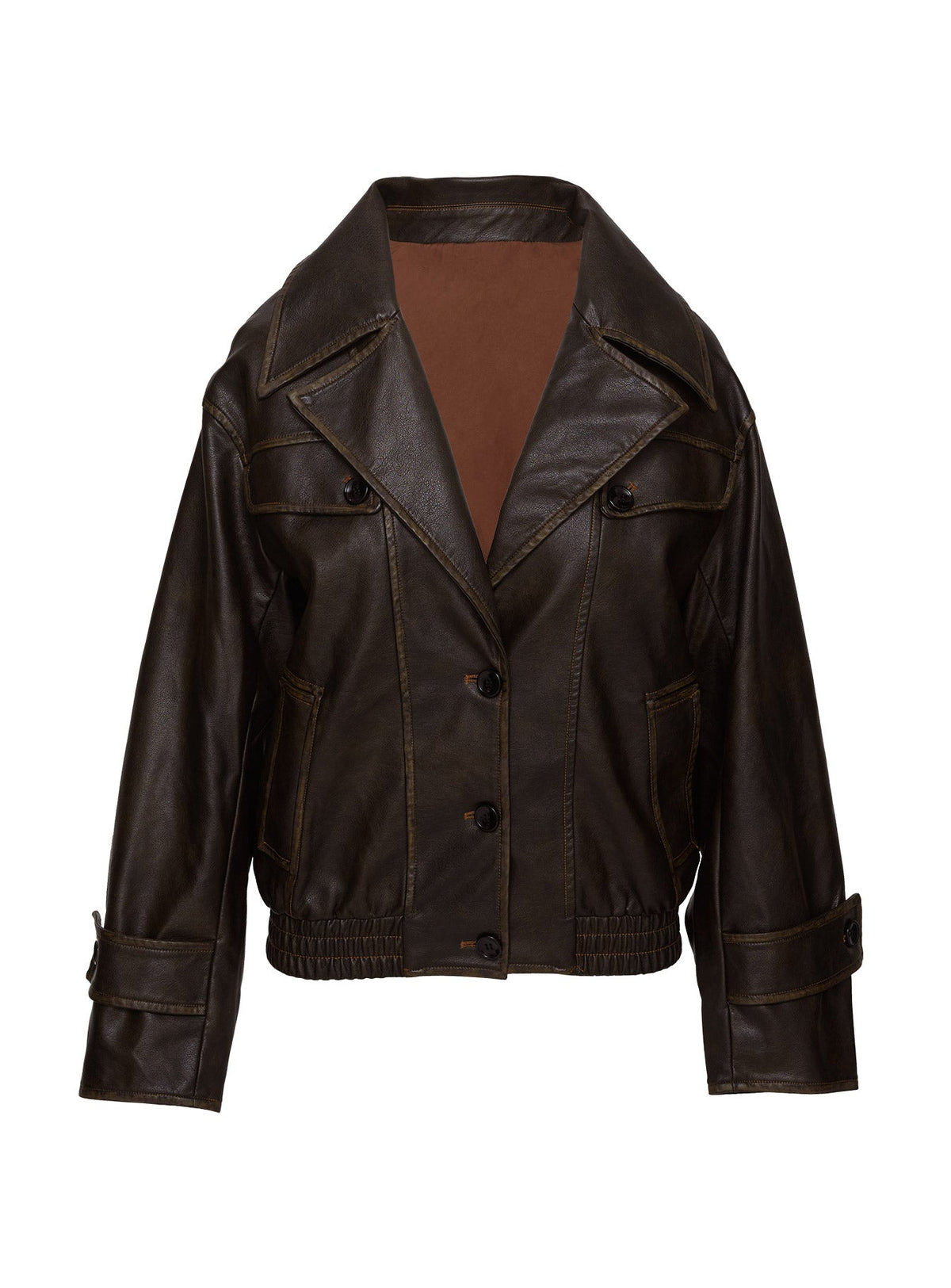 Chaqueta de piel sintética Nicolie, marrón lavado vintage