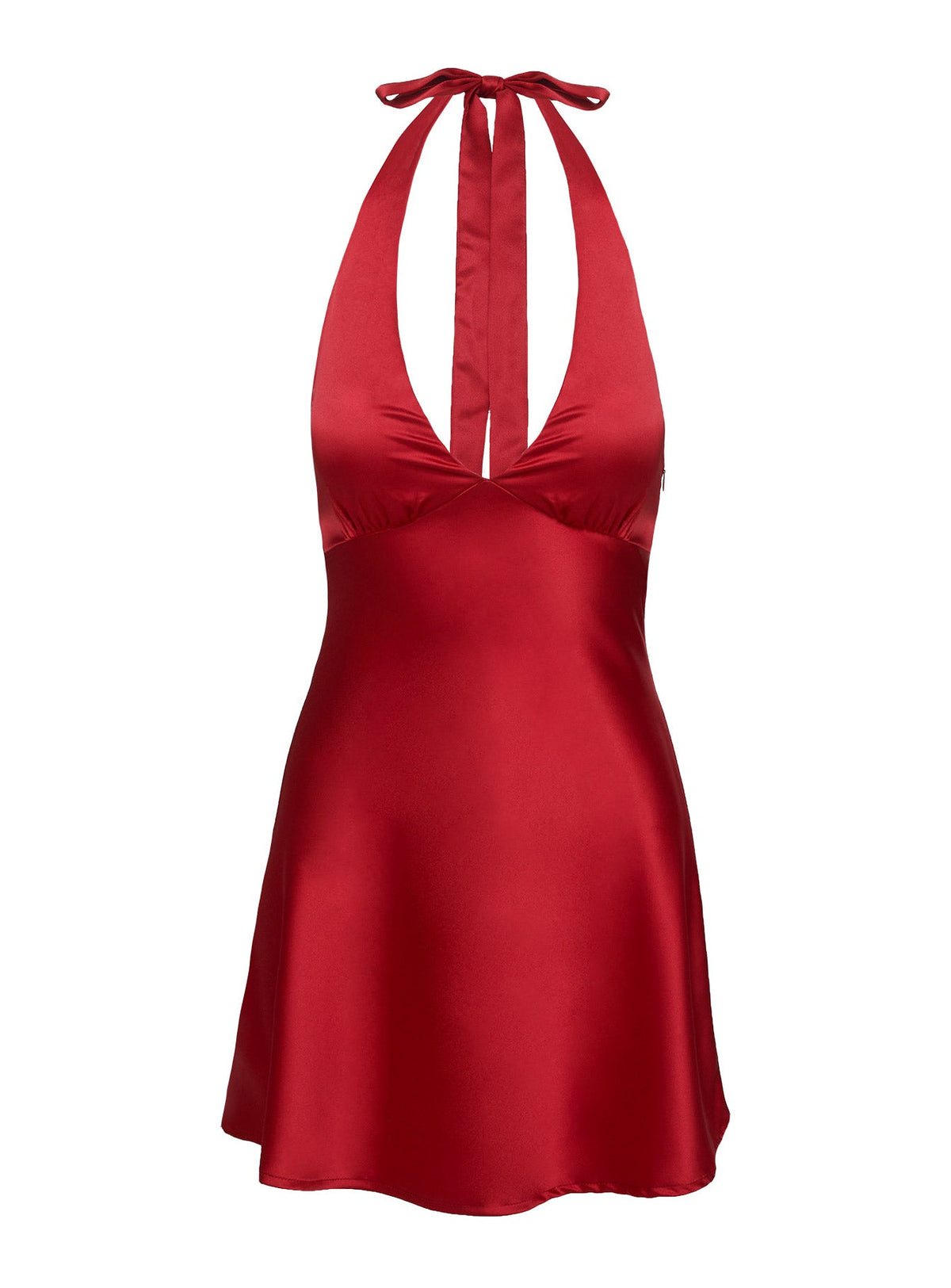 Vestido corto con cuello halter y detalle de lazada Pelagia rojo