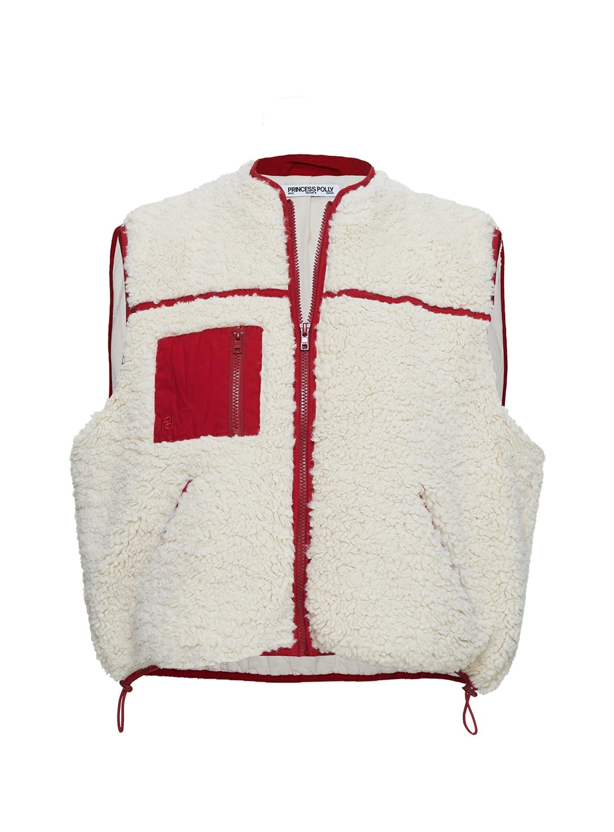 Chaqueta de chaleco Senna Sherling Crema / Rojo