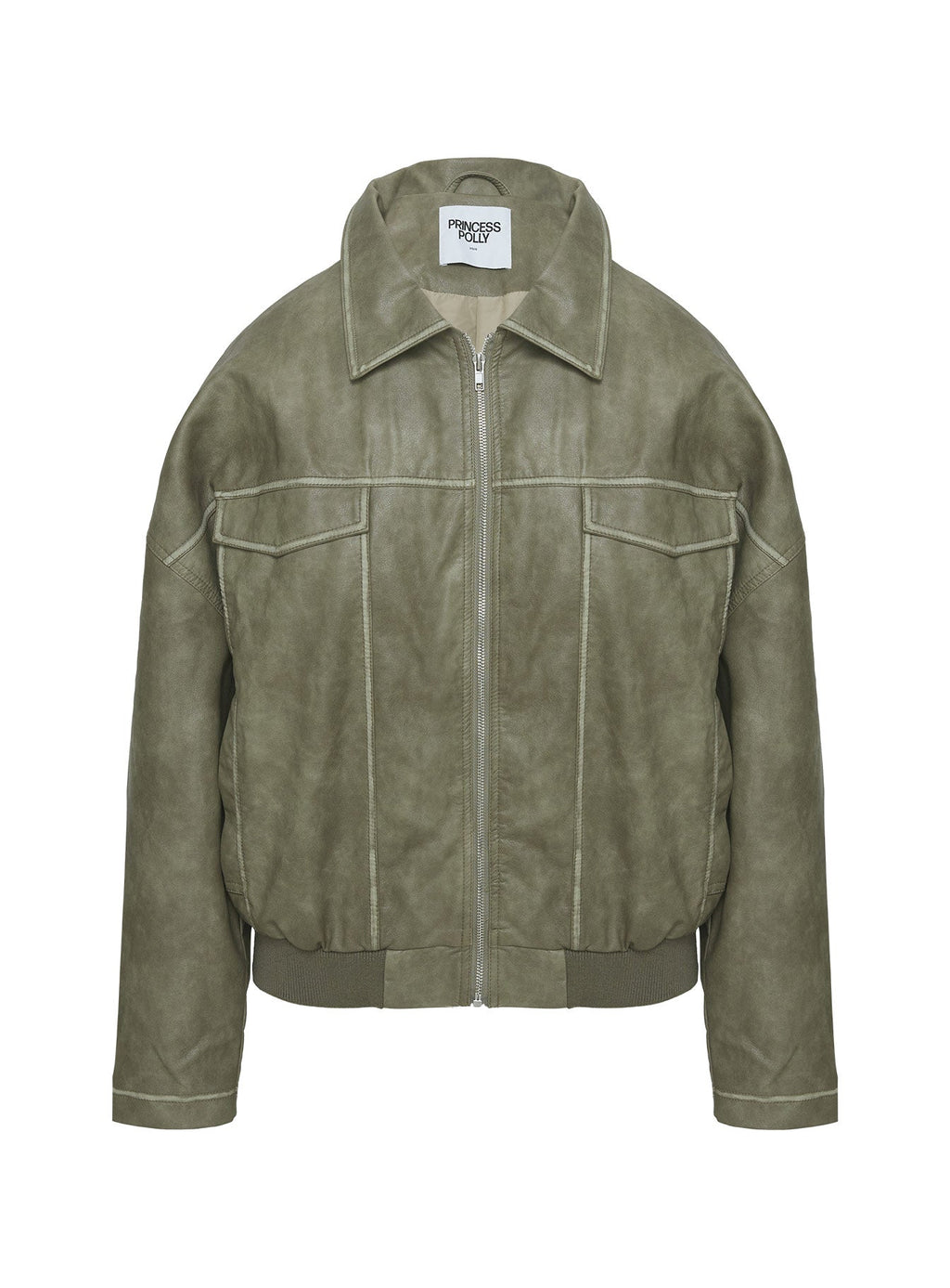 Chaqueta de piel sintética Tanza, verde lavado