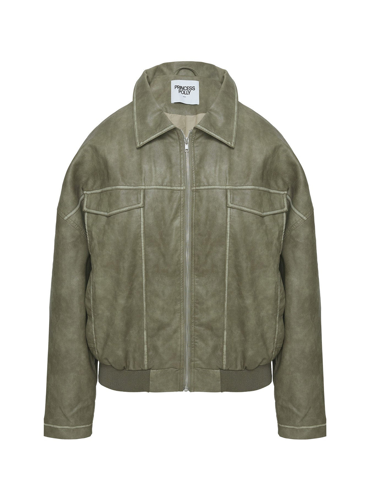 Chaqueta de piel sintética Tanza, verde lavado