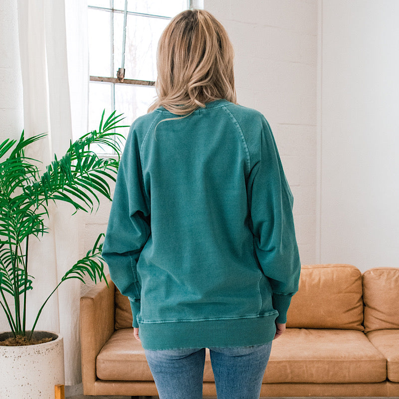 Sudadera de cuello redondo Girlfriend - Verde azulado VENTA FINAL